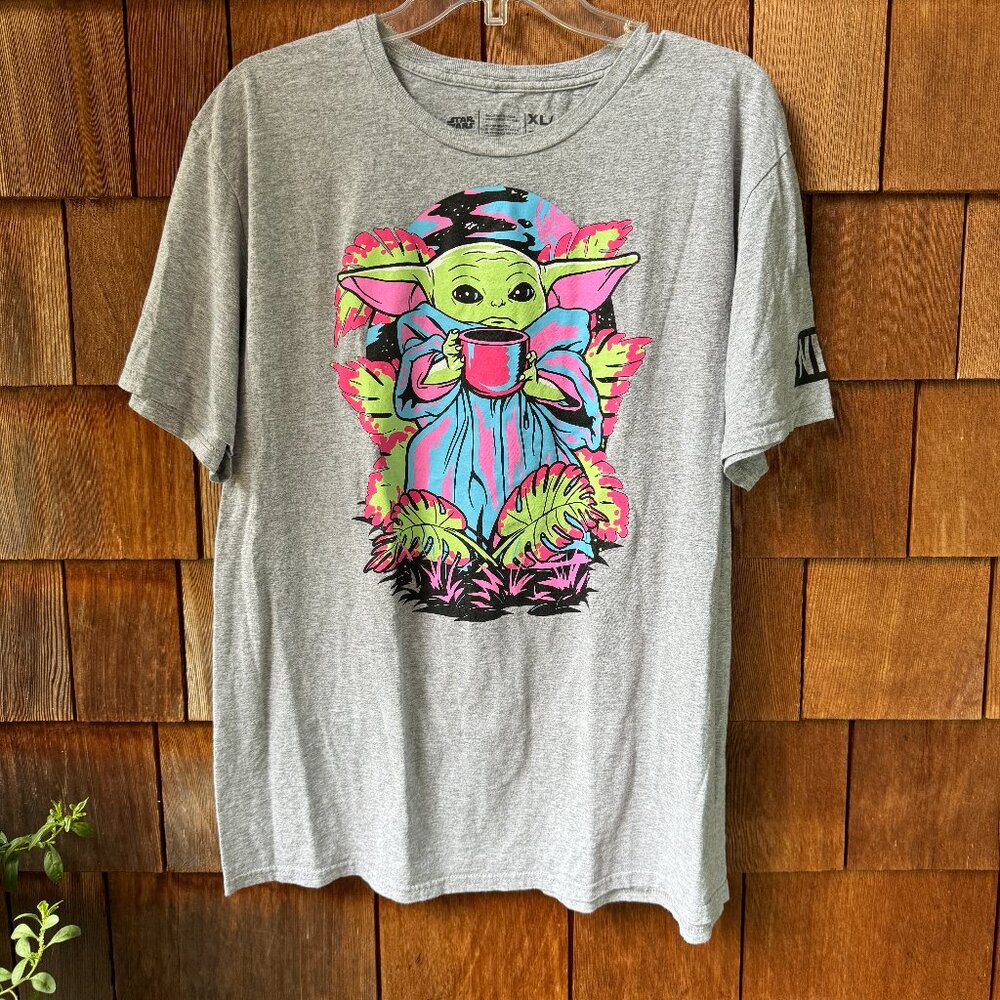 NEFF Star Wars GROGU Baby YODA Hawaiian COFFEE The MANDALORIAN T-Shirt X-Large
